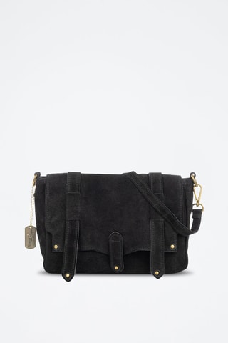 Sac bandoulière en nubuck Aviatico - Noir et doré