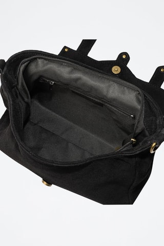 Sac bandoulière en nubuck Aviatico - Noir et doré
