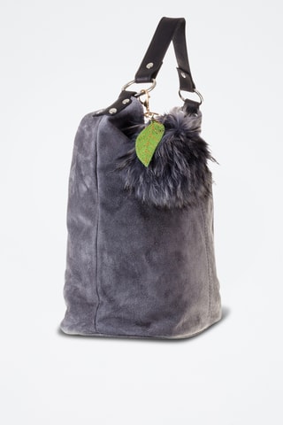 Porte-clés en peau de lapin - Gris foncé