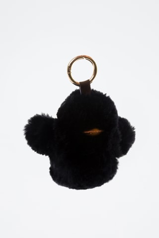 Porte-clés en peau de lapin - Noir
