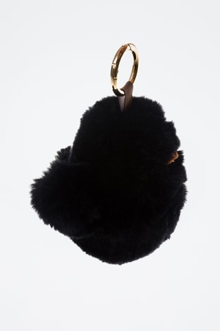 Porte-clés en peau de lapin - Noir