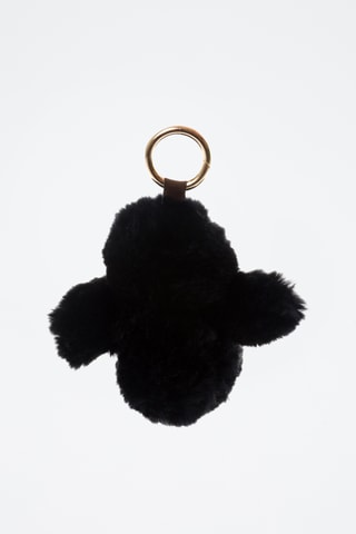 Porte-clés en peau de lapin - Noir