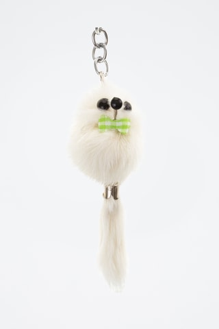 Porte-clés en peau de lapin - Blanc