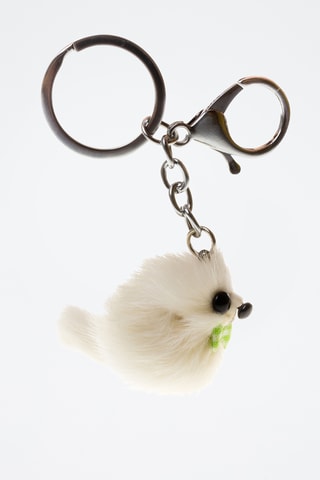 Porte-clés en peau de lapin - Blanc