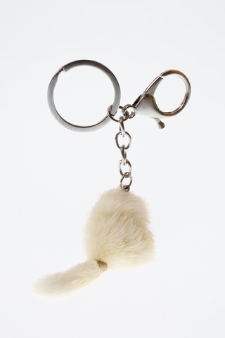 Porte-clés en peau de lapin - Blanc