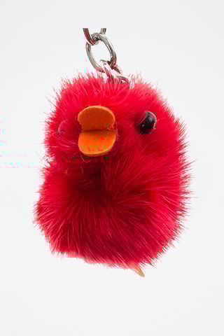 Porte-clés en peau de lapin - Rouge