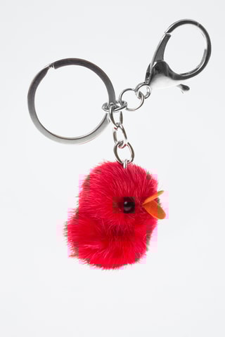 Porte-clés en peau de lapin - Rouge