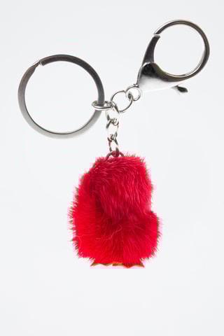 Porte-clés en peau de lapin - Rouge