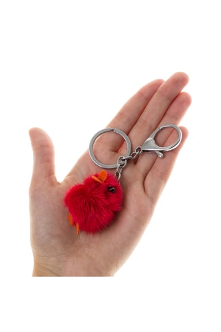 Porte-clés en peau de lapin - Rouge