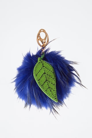 Porte-clés en peau de lapin - Bleu