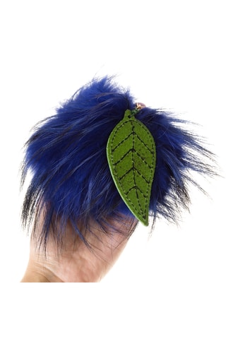 Porte-clés en peau de lapin - Bleu