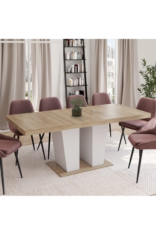 Table repas extensible Ezra - Imitation bois et blanc