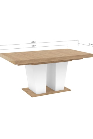 Table repas extensible Ezra - Imitation bois et blanc