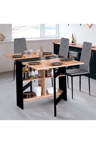 Table console pliable Edi - Imitation bois et noir