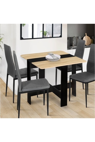 Table console pliable Edi - Imitation bois et noir