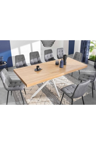 Table extensible Memphis - Imitation bois et blanc