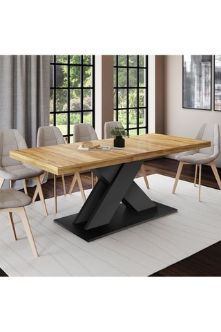 Table à manger extensible Alexia - Imitation bois et noir