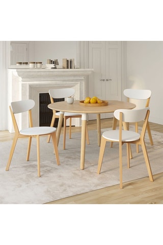 4 chaises Frida - Blanc et naturel