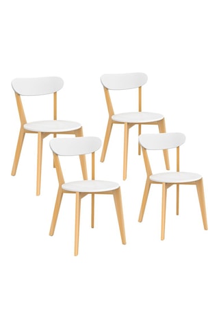 4 chaises Frida - Blanc et naturel