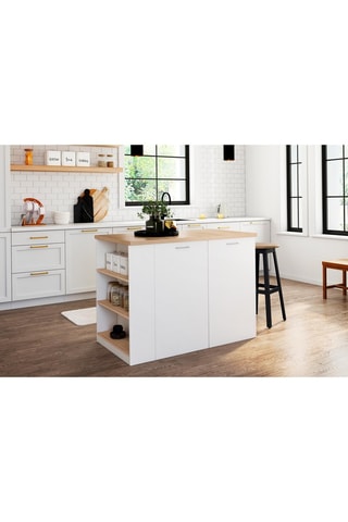 Ilot central de cuisine Dario - Blanc et marron