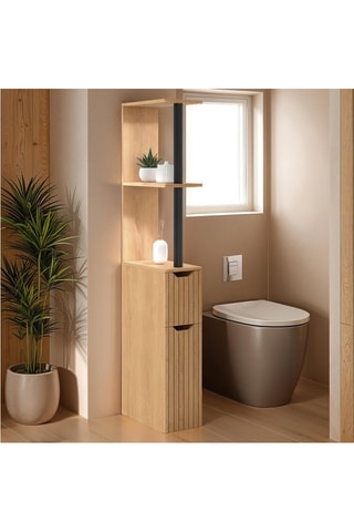 Colonne salle de bain 2 portes Faustine - Imitation bois