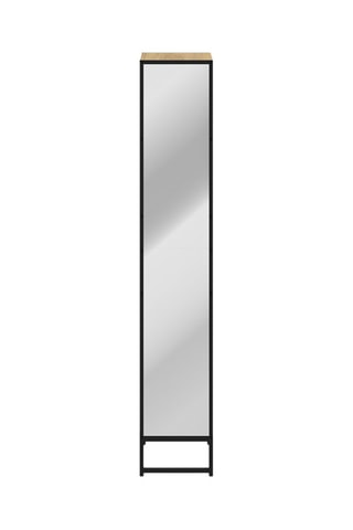 Colonne de salle de bain 1 porte avec miroir - Imitation bois et noir