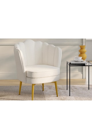 Fauteuil Arielle - Blanc et doré - Velours