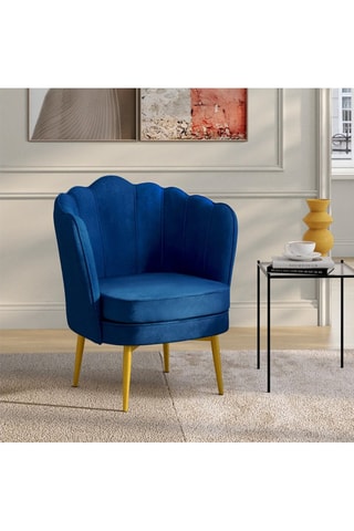 Fauteuil Arielle - Bleu et doré - Velours
