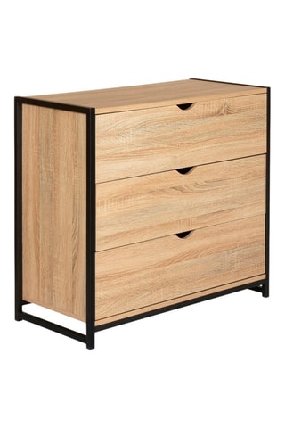 Commode 3 tiroirs Manufacture - Imitation bois clair et noir