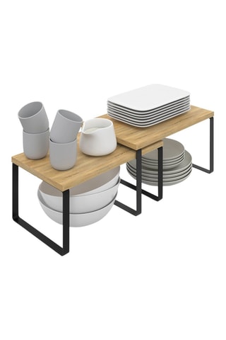 4 étagères de rangement encastrables pour placards - Noir et imitation bois