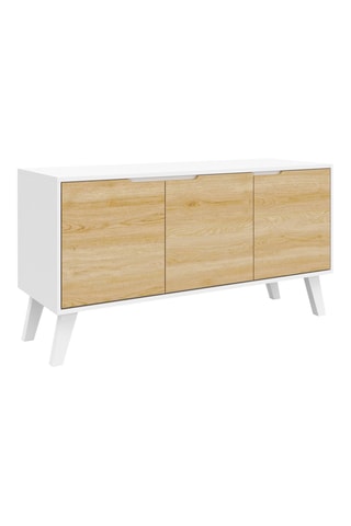 Buffet 3 portes Vigo - Blanc et imitation bois clair