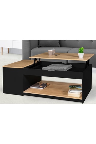 Table basse relevable Elina - Noir et imitation bois