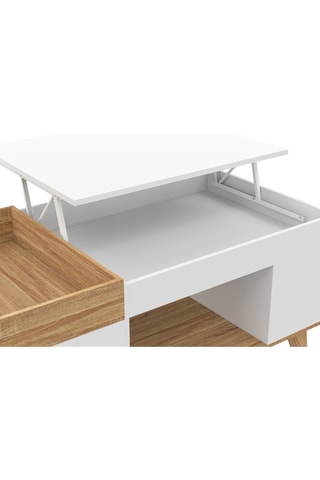 Table basse relevable Elina - Imitation bois et blanc