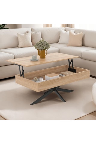 Table basse relevable Spider - Imitation bois et noir
