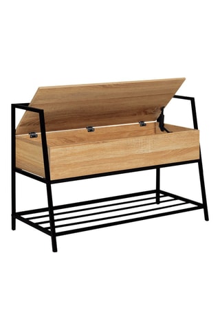 Banquette coffre 2-en-1 Timéo - Imitation bois et noir