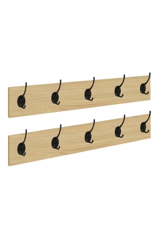 2 porte-manteaux muraux - Imitation bois et noir