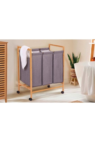 Panier à linge en bambou avec roulettes Maya