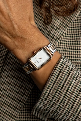 Montre à quartz en acier et diamant - Doré rose et argenté