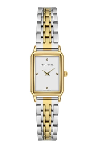 Montre à quartz en acier et diamants