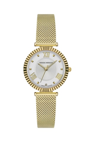 Montre à quartz en acier et diamant