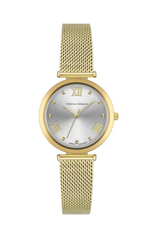 Montre à quartz en acier et diamant