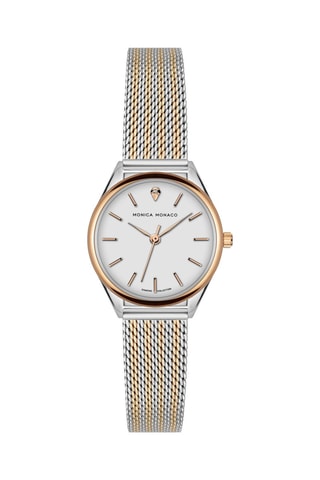 Montre à quartz en acier et diamant - Argenté - Monica Monaco