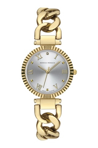 Montre à quartz en acier et diamant - Monica Monaco
