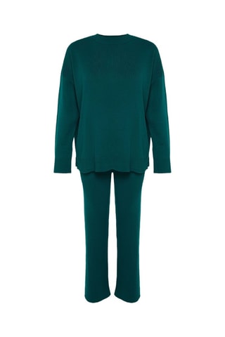 Camisola e calças wide legs - Verde-esmeralda