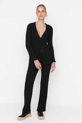 Casaco de malha e calças bootcut Preto