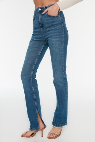 Calças de ganga bootcut cintura subida Azul
