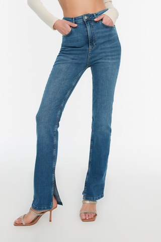 Calças de ganga bootcut cintura subida Azul