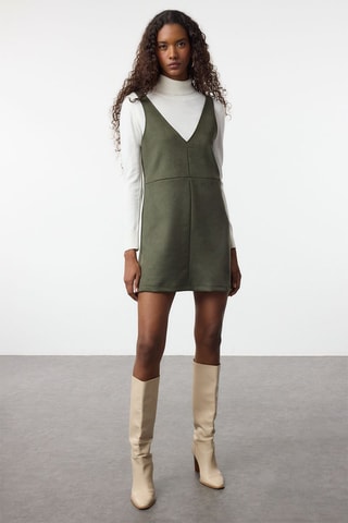 Vestido direito sem mangas - Caqui