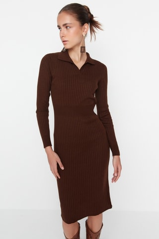 Vestido-camisola Castanho