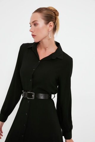 Vestido-camisa Preto